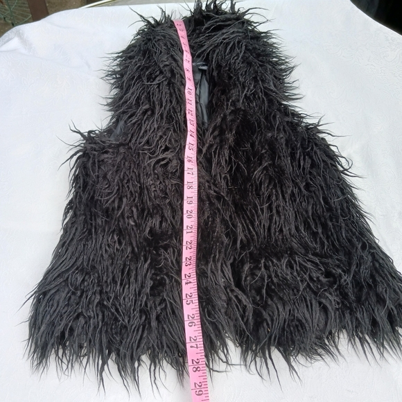 Vintage Y2K Inc Black Shag Faux Fur Vest Small - Picture 6 of 8